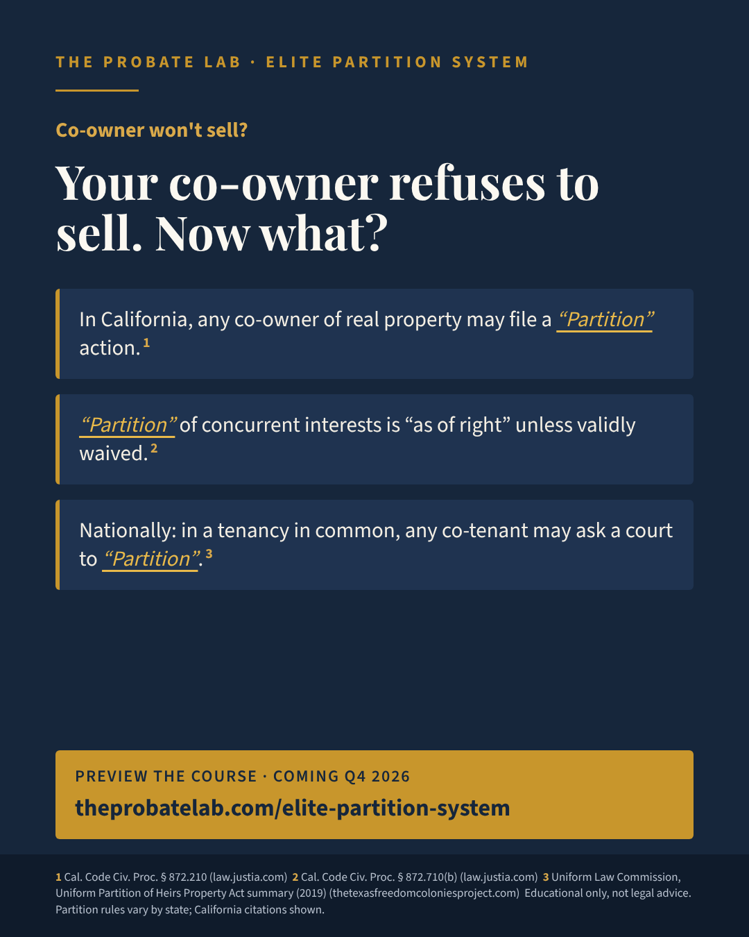 Your co-owner refuses to sell. Now what?