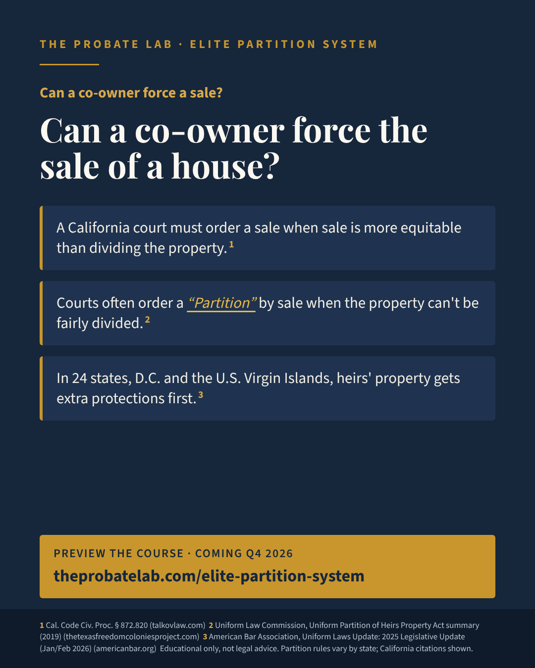 Can a co-owner force the sale of a house?
