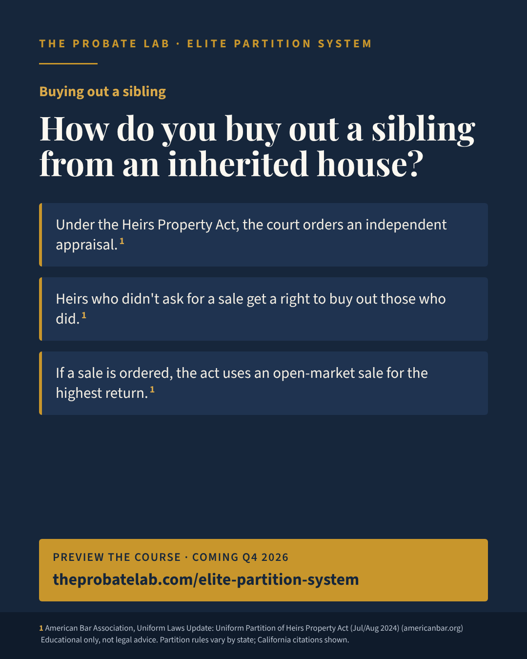 How do you buy out a sibling from an inherited house?