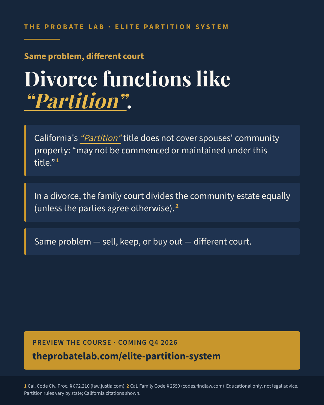 Divorce functions like partition.