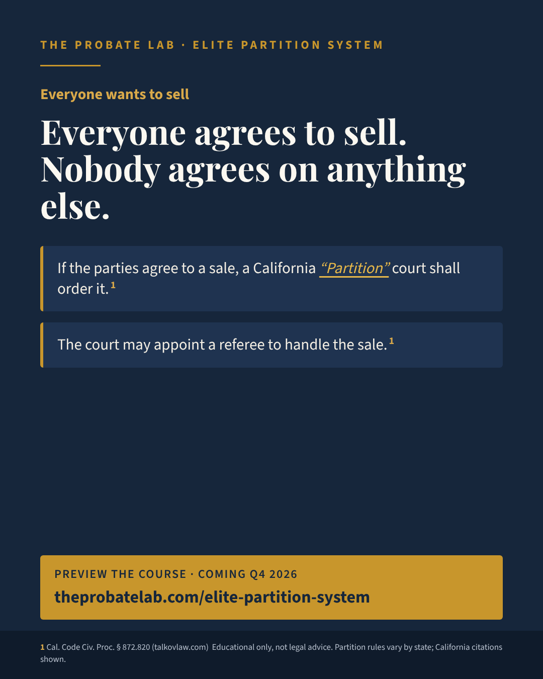 Everyone agrees to sell. Nobody agrees on anything else.