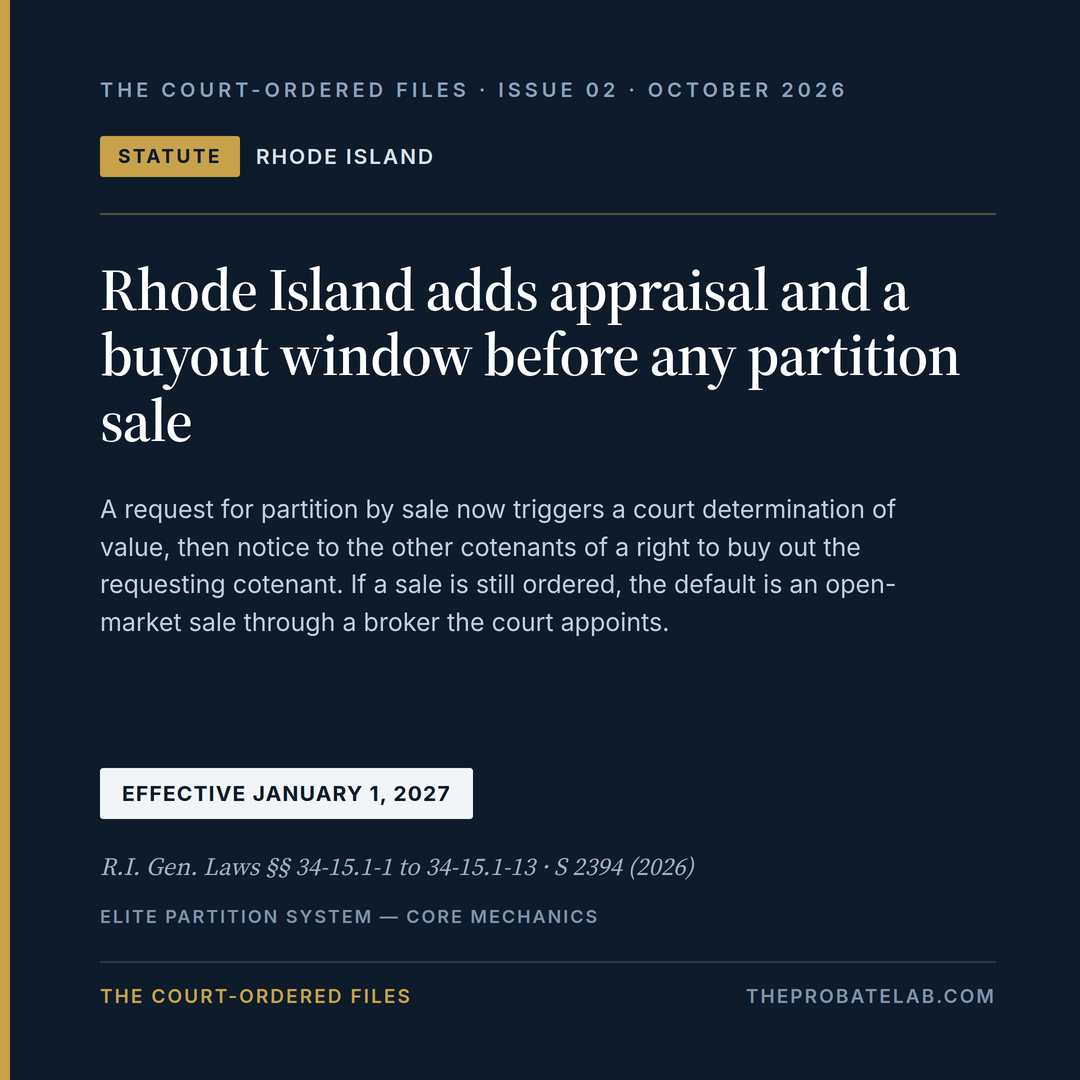 Rhode Island Changed Partition and Probate Sales in the Same Year