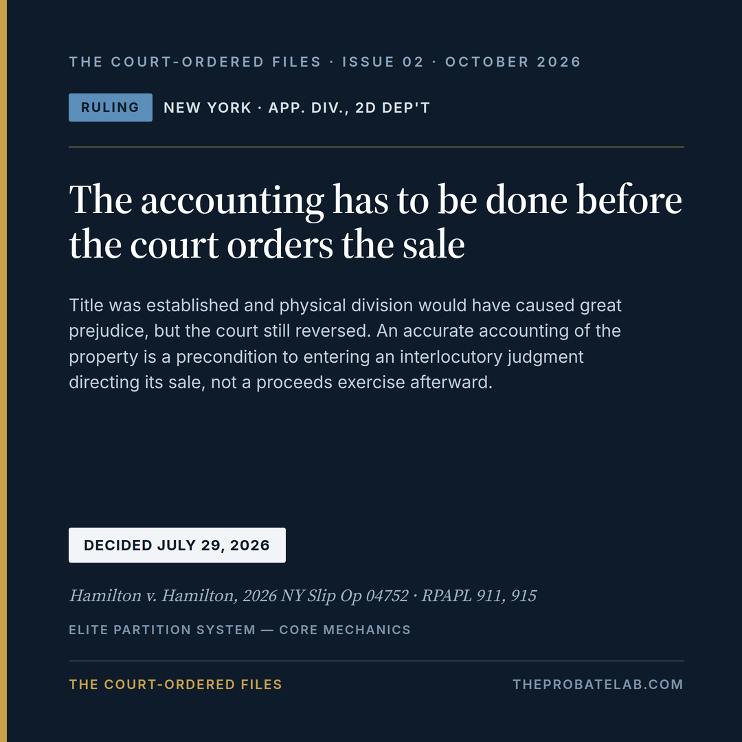 The Accounting Comes Before the Sale Order, Not After
